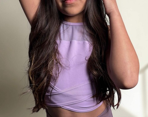 Five lavender ribbed mesh - five,